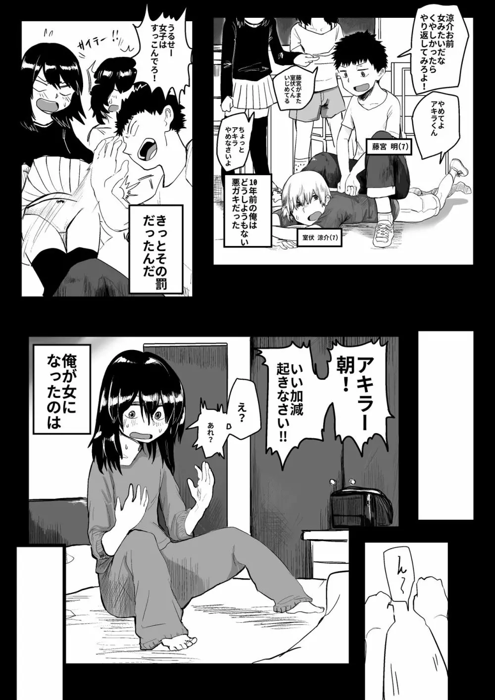 いじめっ子がTSして仕返しされる漫画 2ページ