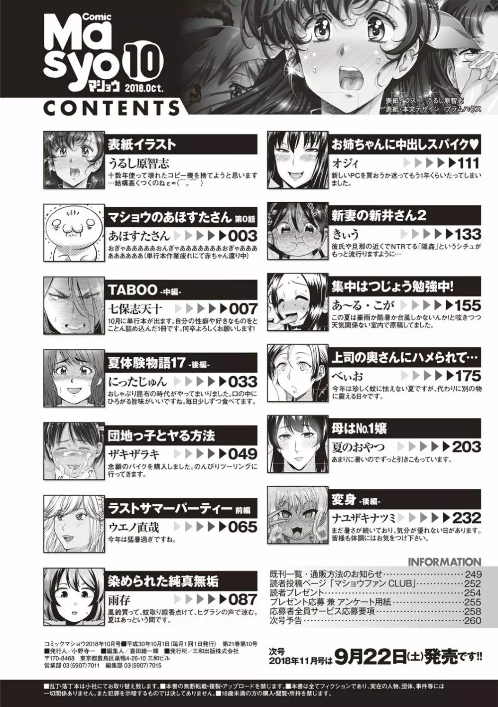 コミックマショウ 2018年10月号 259ページ