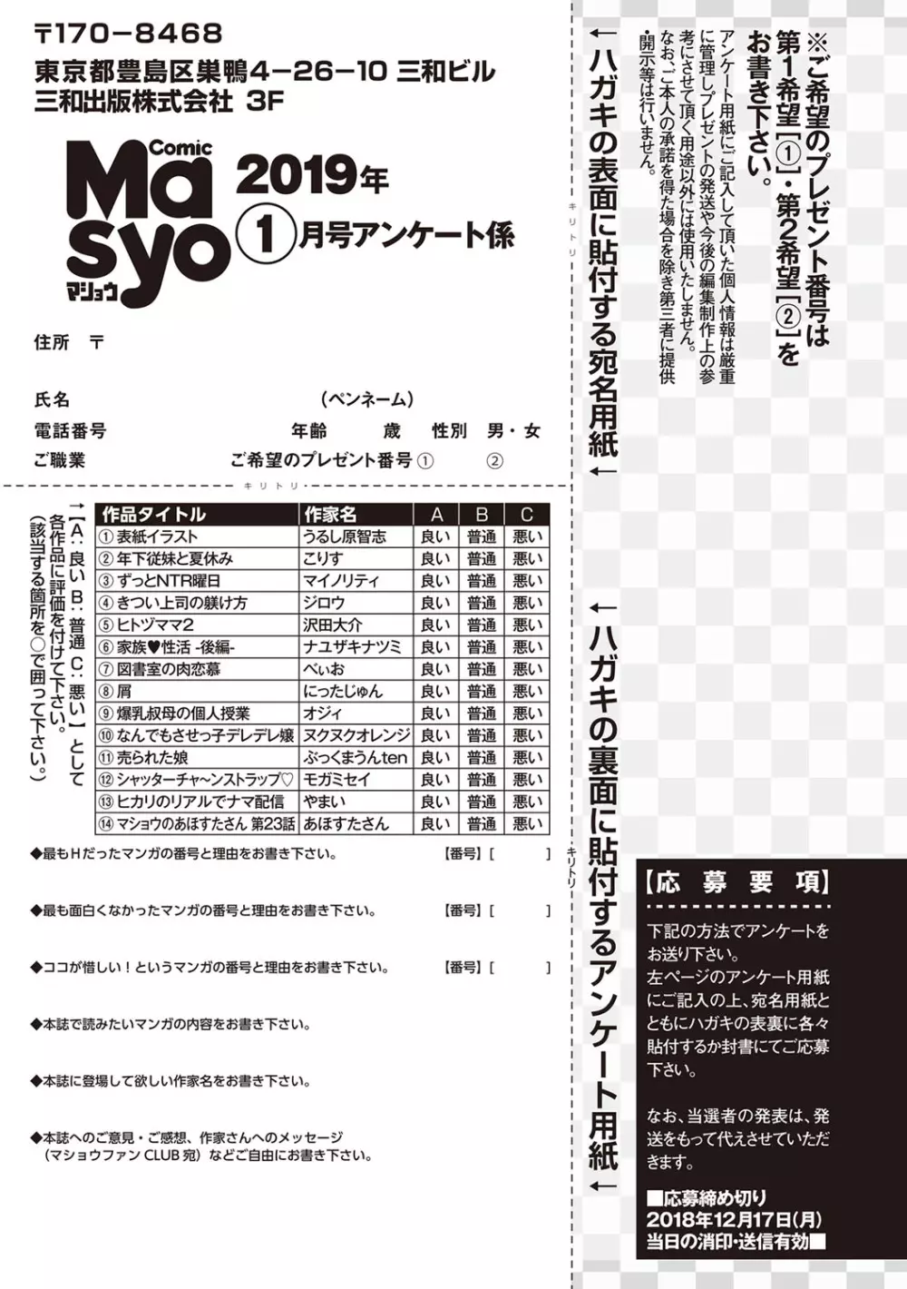 コミック・マショウ 2019年1月号 256ページ