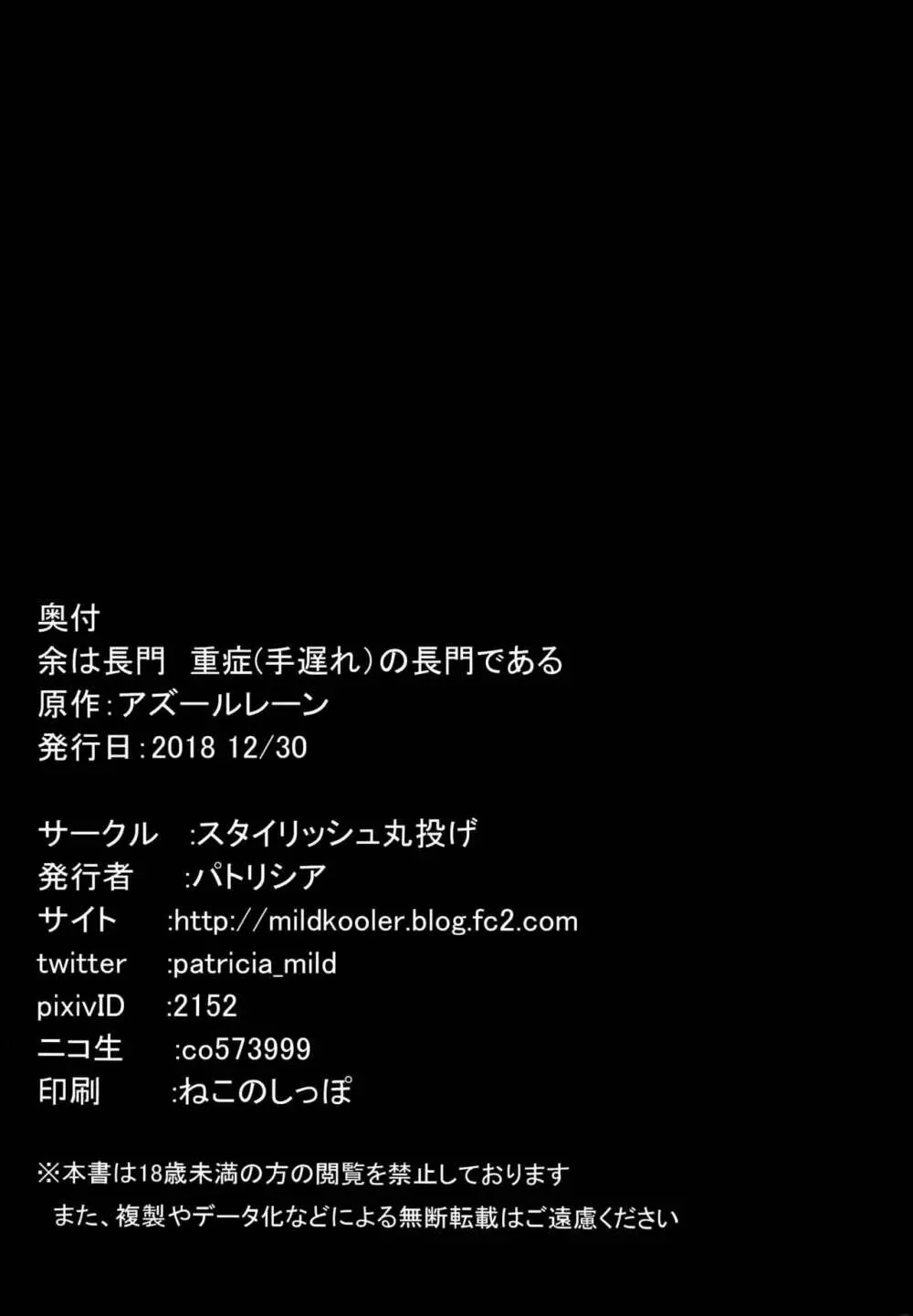 (C95) [スタイリッシュ丸投げ (パトリシア)] 余は長門重症(手遅れ)の長門である(アズールレーン) 25ページ