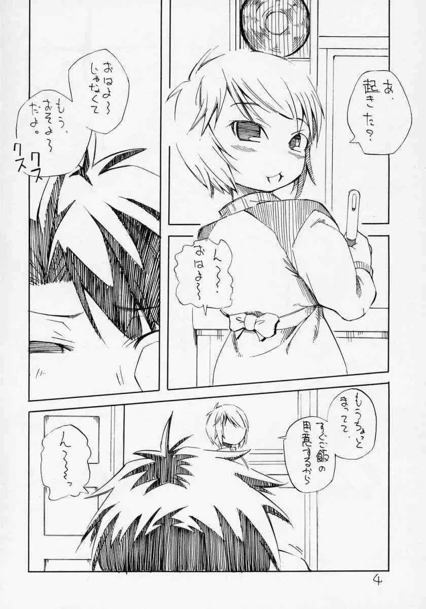 ある朝目が覚めたら、人間になった蒼星石が台所に立っていたという妄想をマンガにした本。 3ページ