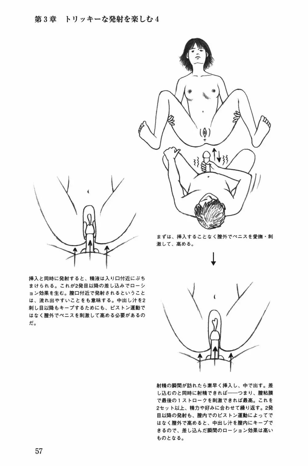 Hが10倍気持ちよくなる 膣内射精・中出し教本 57ページ