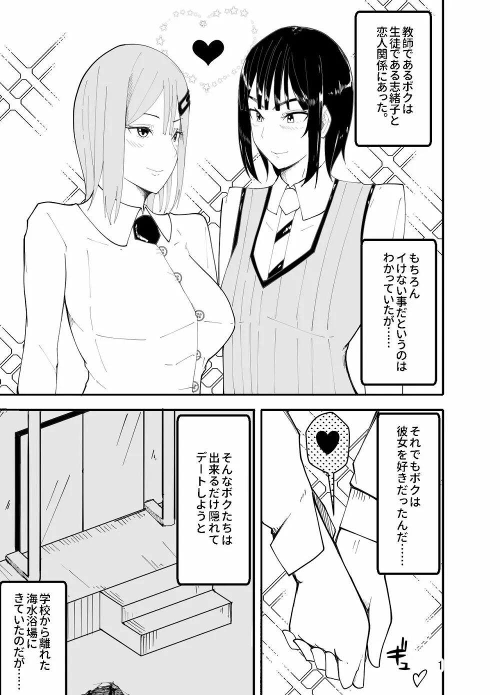 水着で女装!?先生イジリ!! 2ページ