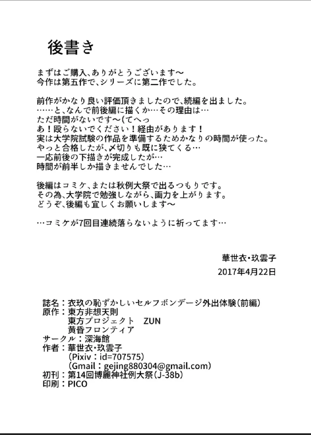 衣玖の恥ずかしいセルフボンデージ外出体験 19ページ