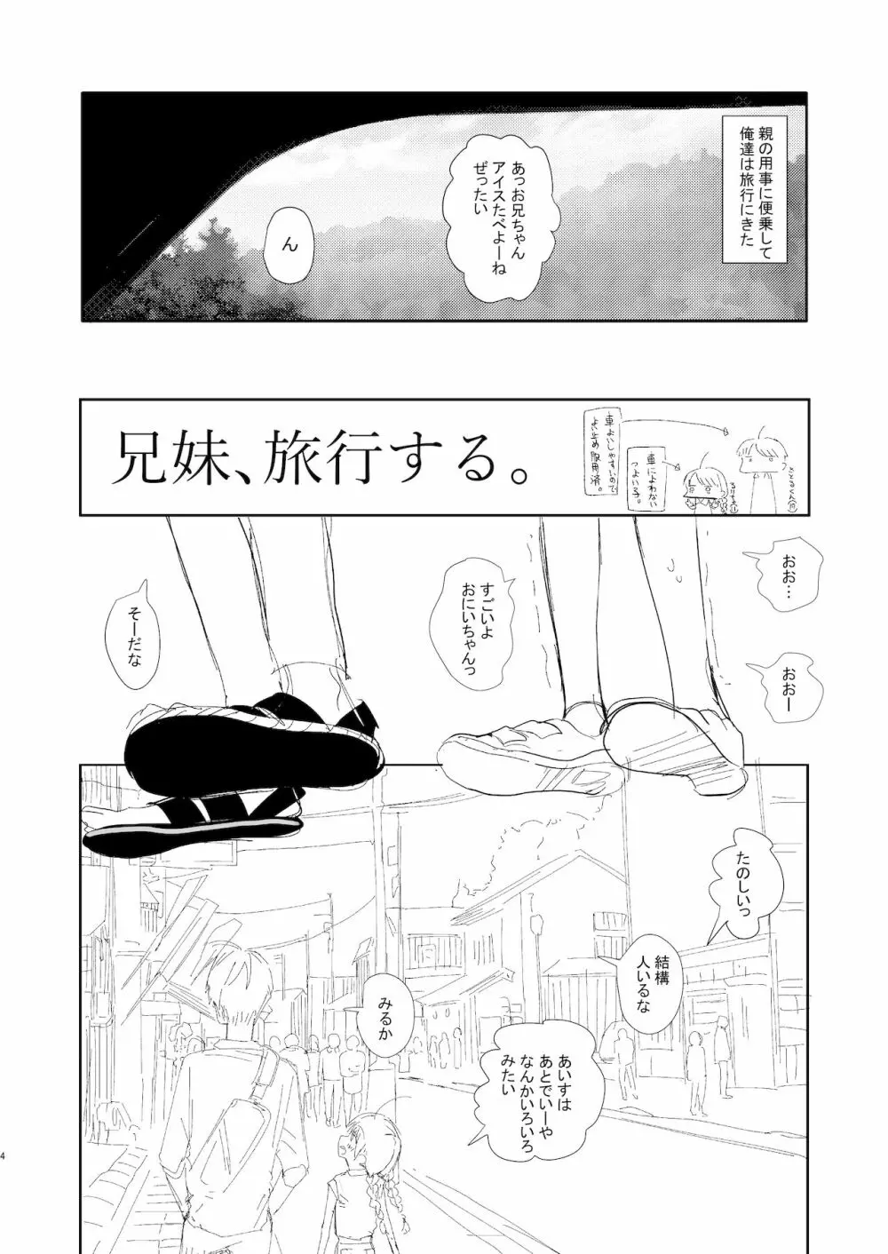 兄妹、旅行する。 4ページ