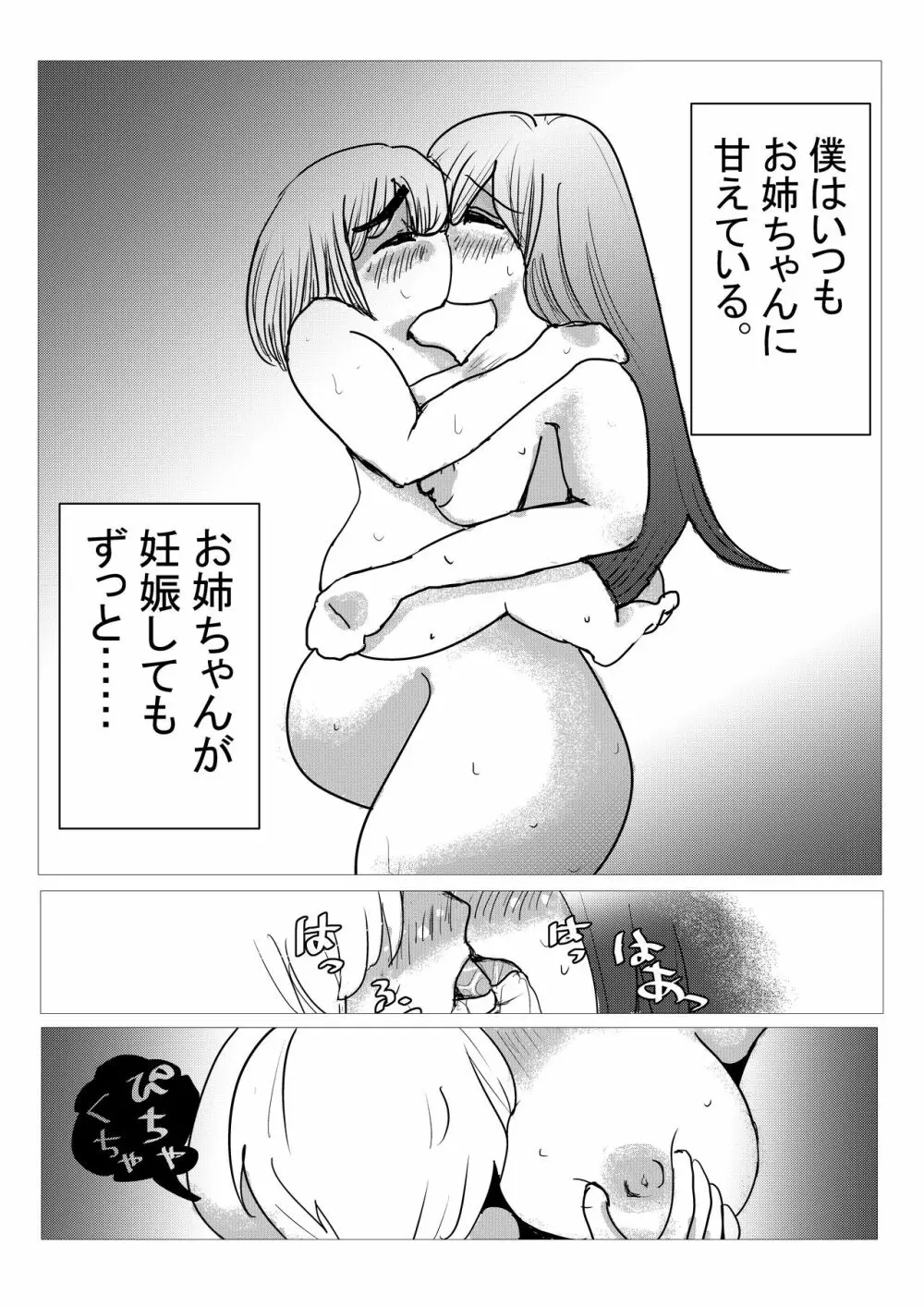 妊婦のお姉ちゃんと母乳えっち 2ページ