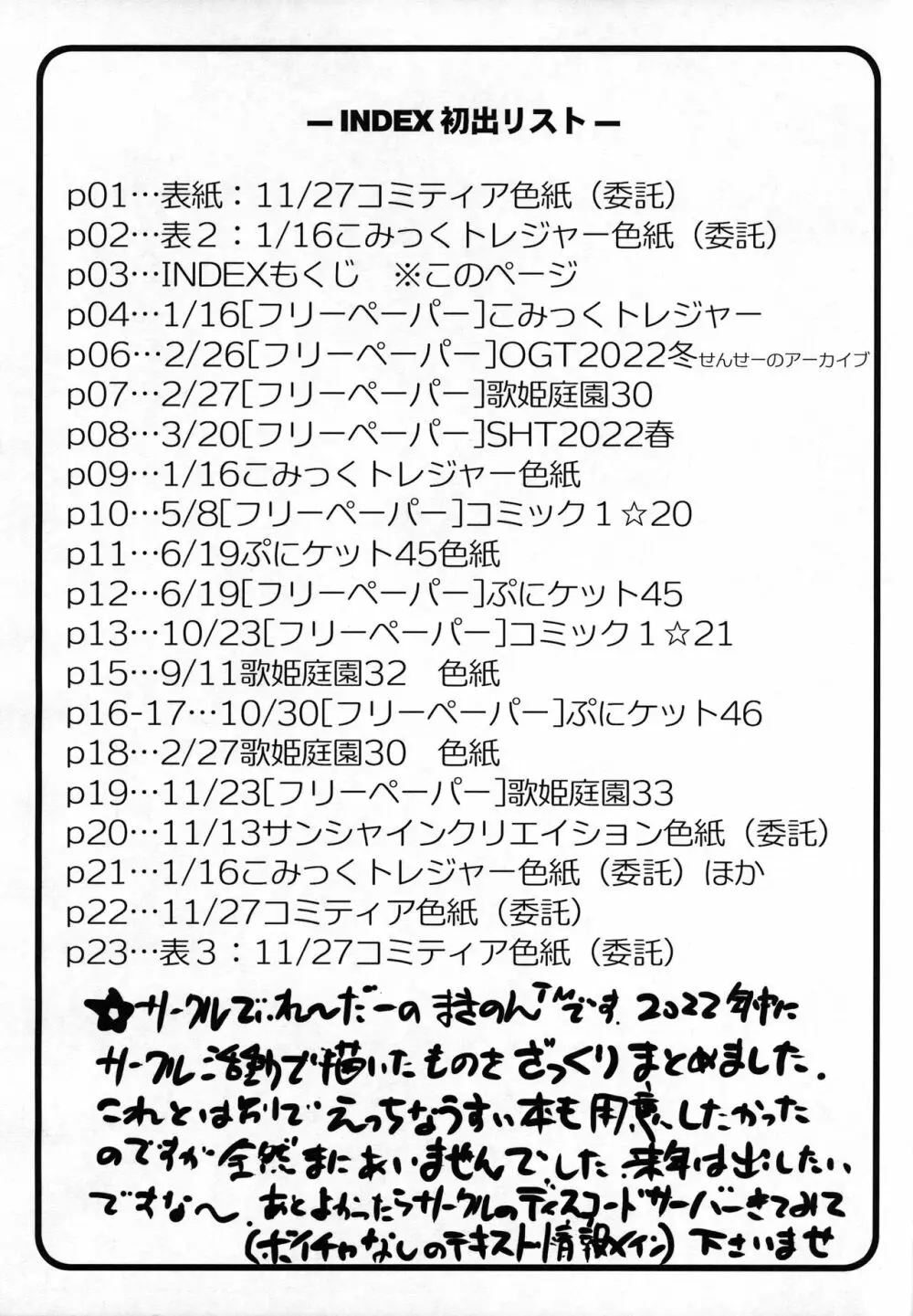 2022のでぃれ~だー活動報告まとめ本 3ページ