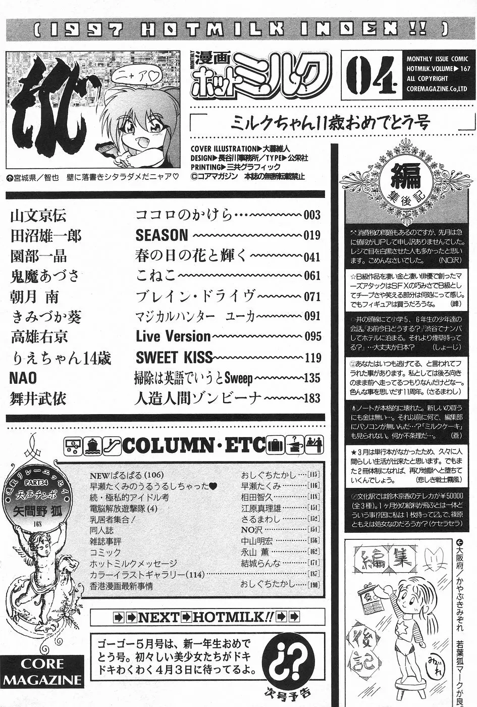 漫画ホットミルク 1997年4月号 165ページ