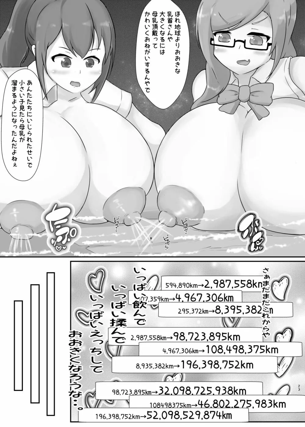 タダンダン! 大きい娘たちの巨大化合戦 23ページ