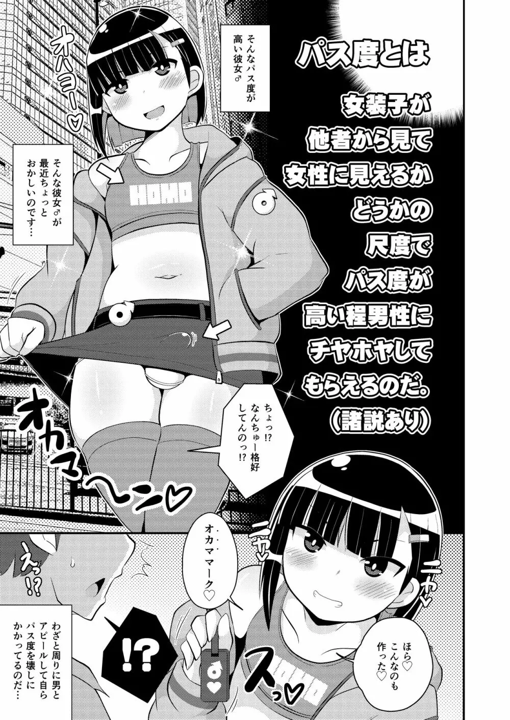 パス度を自ら破壊していく女装子 3ページ