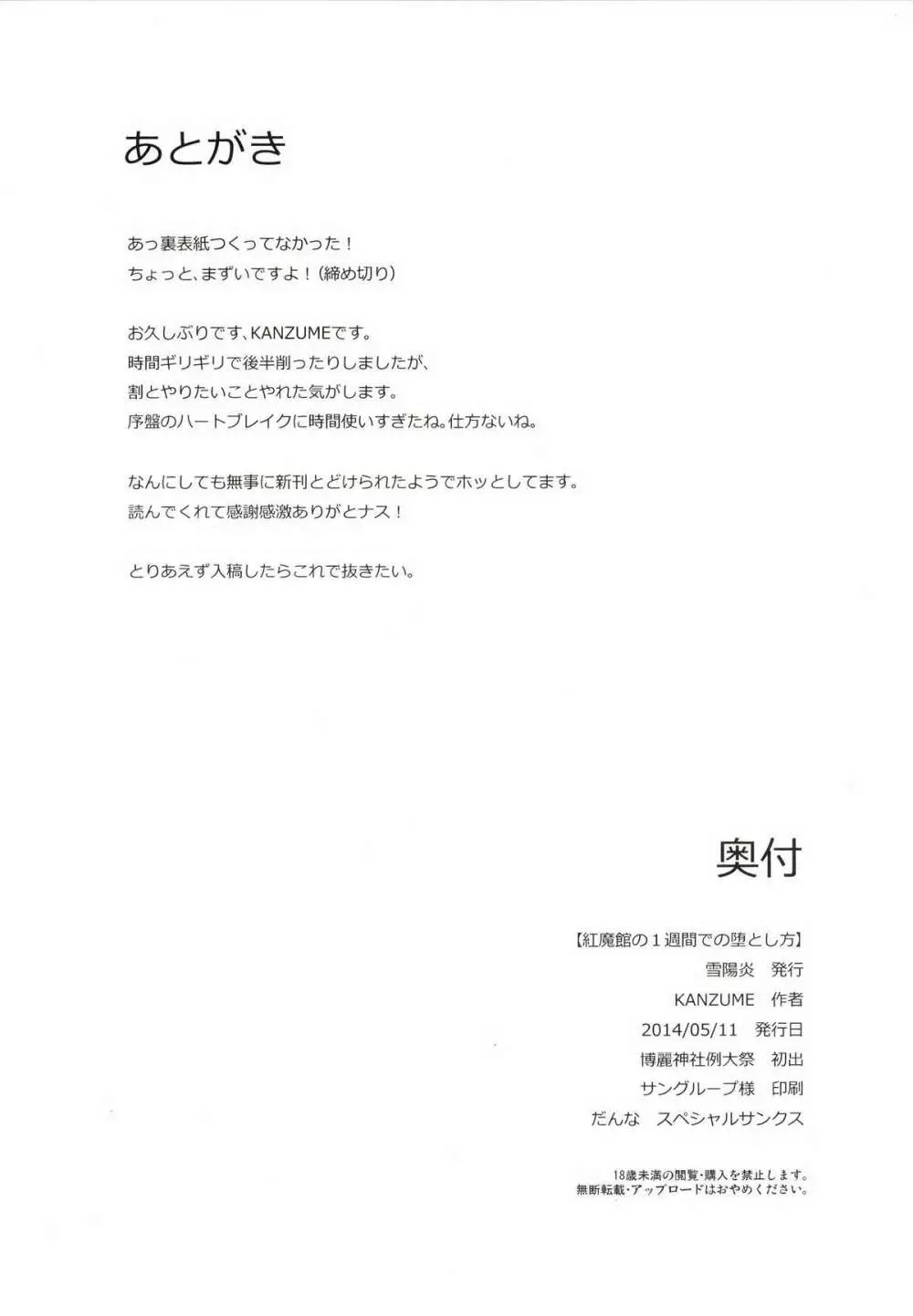 紅魔館の1週間での堕とし方 21ページ