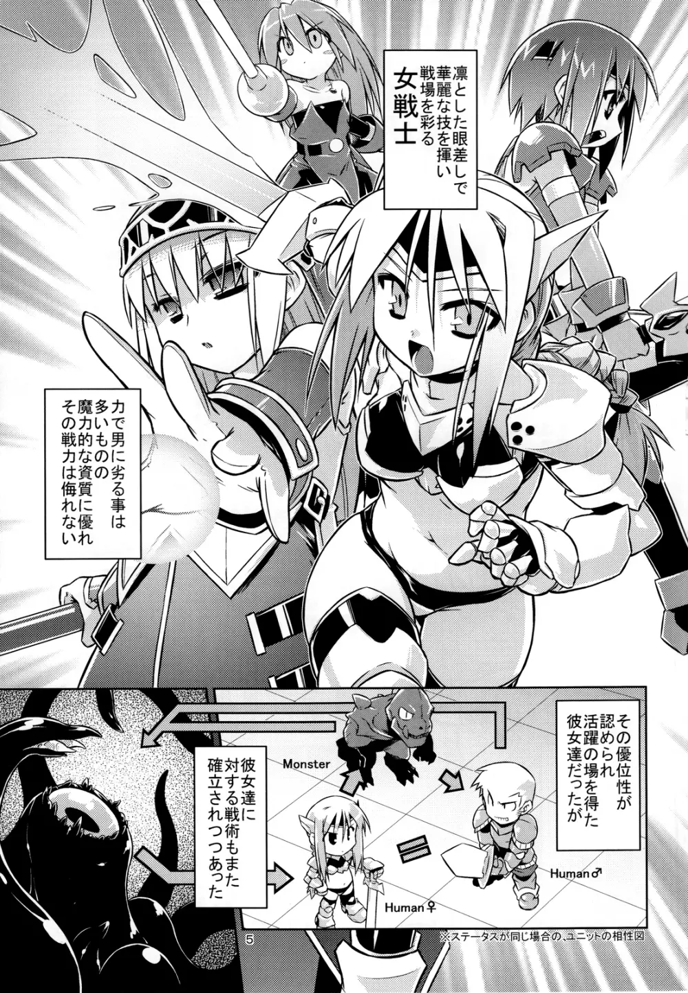 女戦士 ＜ 触手 + おまけペーパー 6ページ